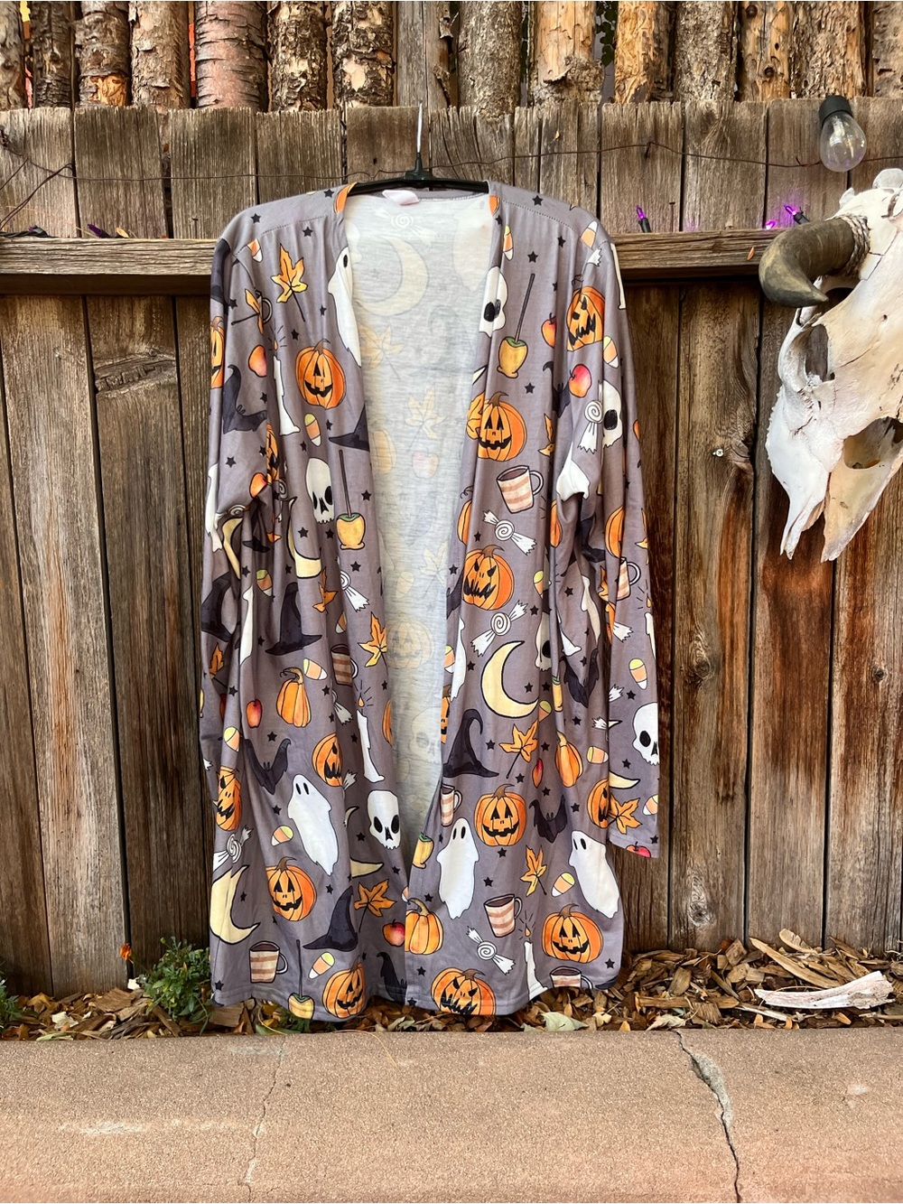 Halloween Pumpkin & Ghost Open Cardigan